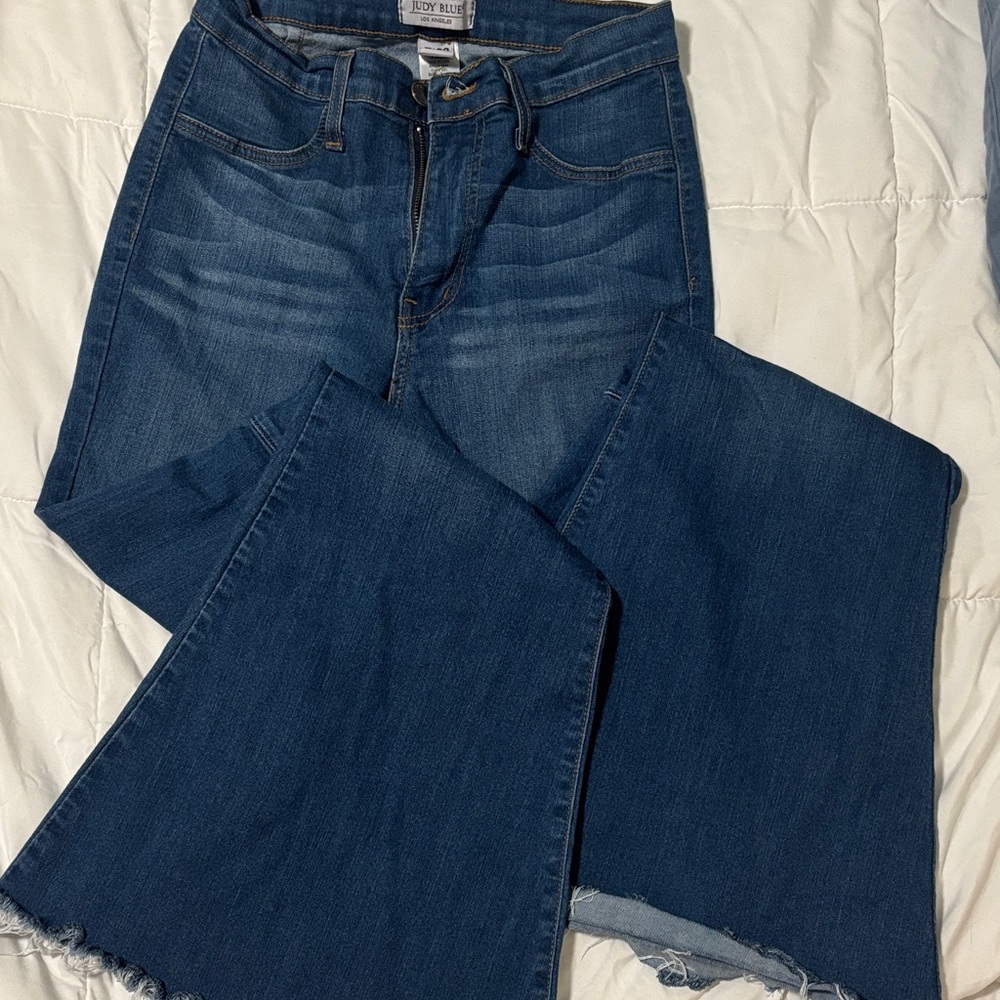 Judy Blue Deep Indigo Wide Leg Flare Jeans